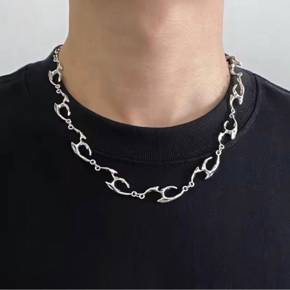18” Men's Stainless Steel Link Flame Chain Necklace